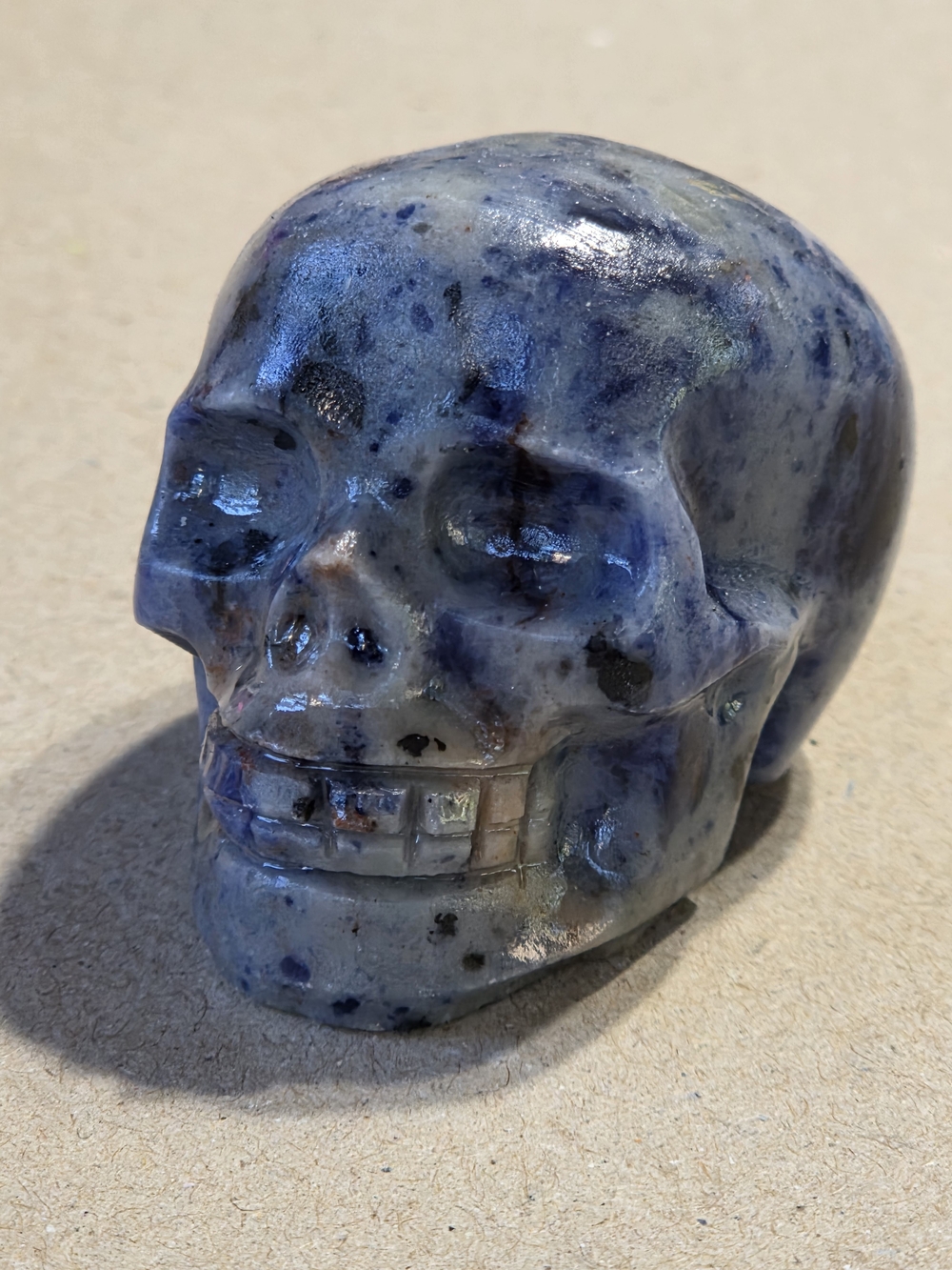Sodalite crystal carved skull stone sculpture decor Home Accent
